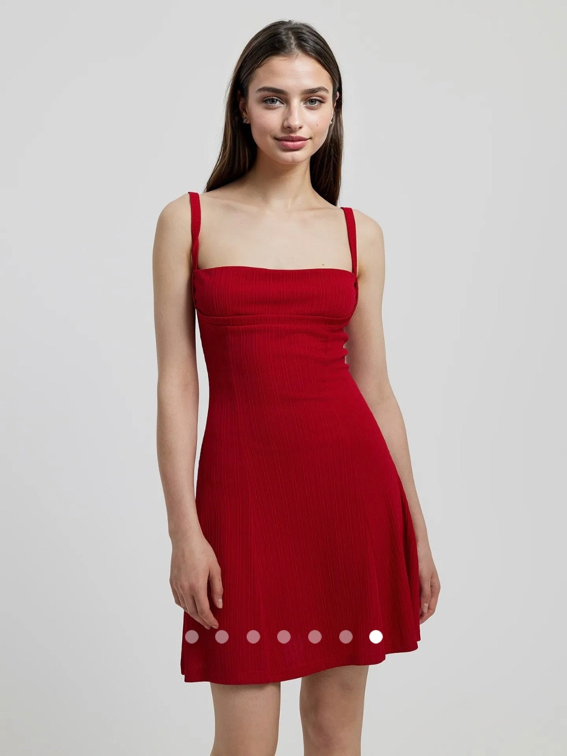 Square Neck Mini Dress // Red