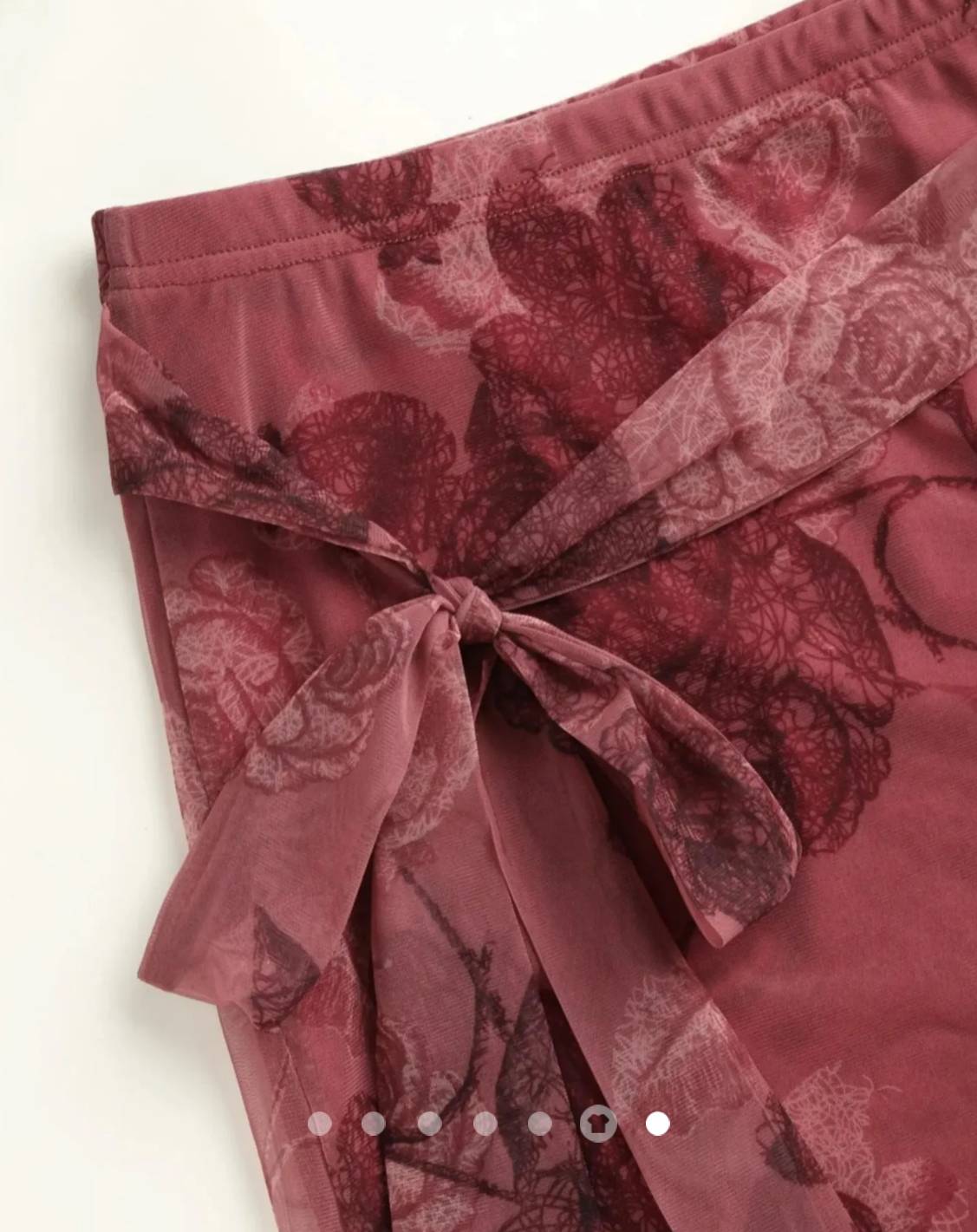 Floral Print Tie-Front Ruched Skirt // Red