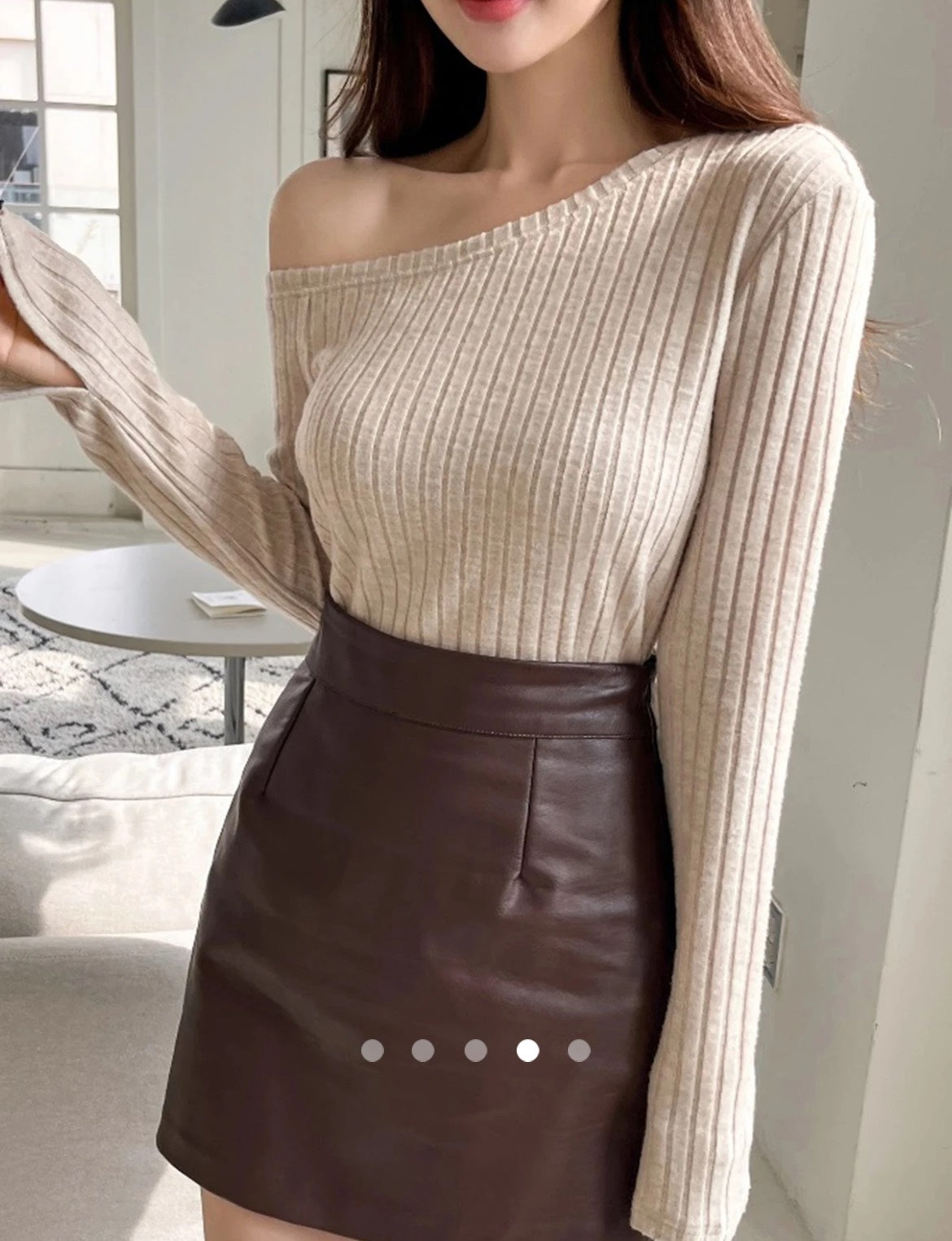 One Shoulder Top // Beige