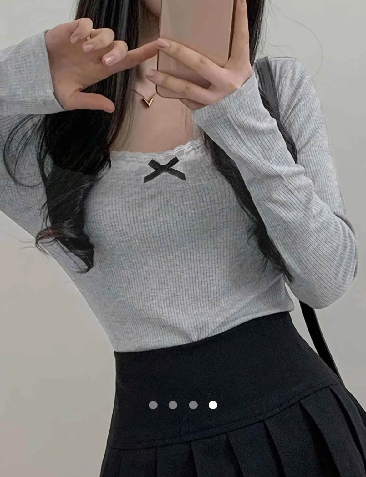 Bow Long Sleeved Top // Grey