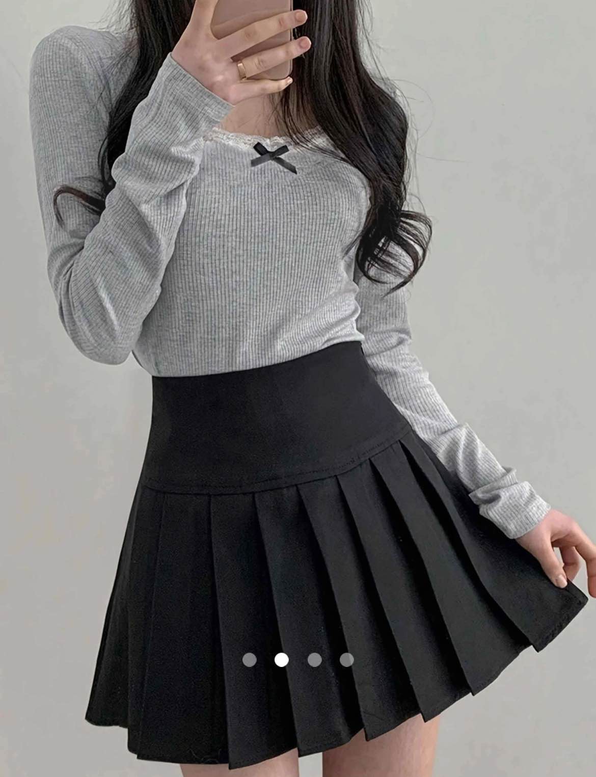 Bow Long Sleeved Top // Grey