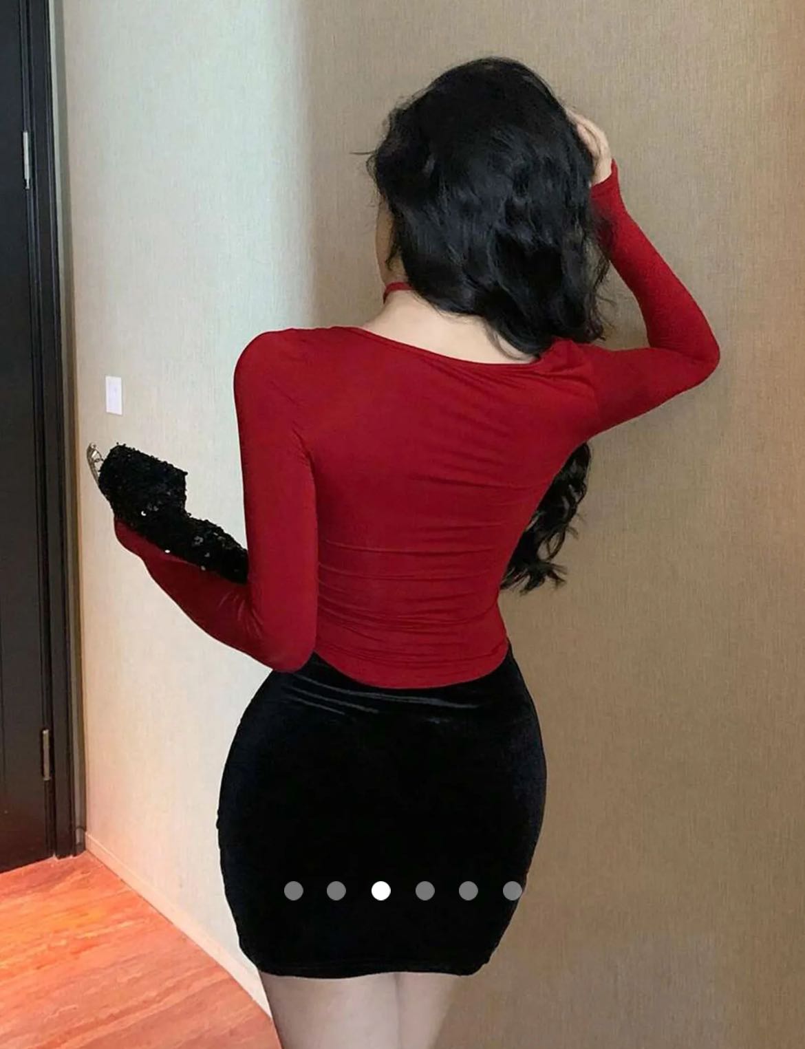 Full Sleeves Top with Choker // Red