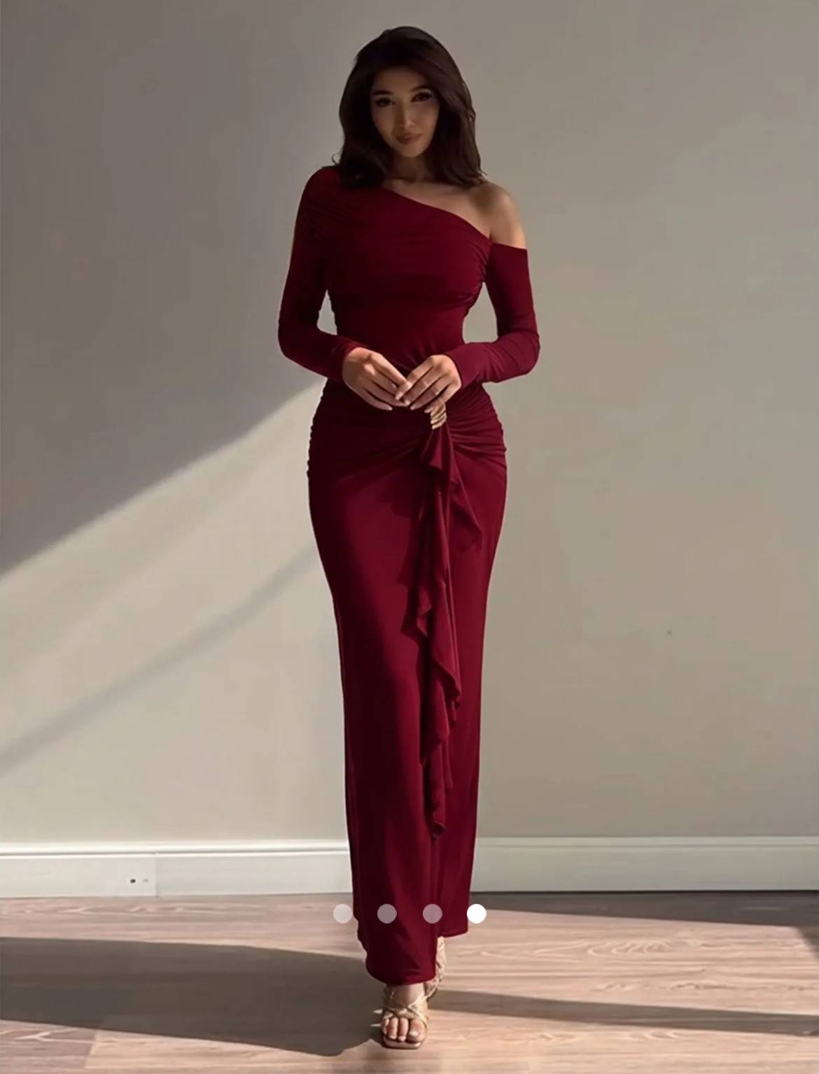 Asymmetric Bodycon Dress // Burgundy