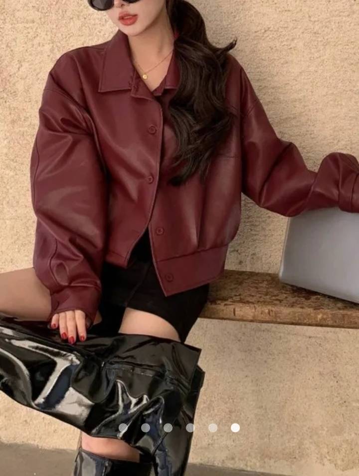 Faux Leather Jacket 002 // Burgundy