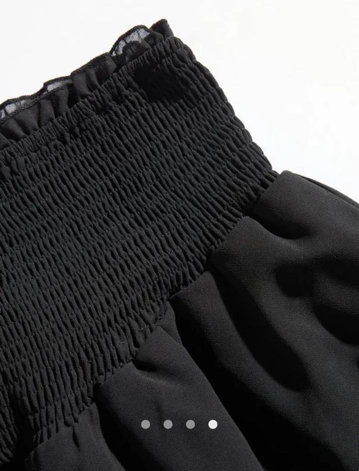 Smocked Layered/Tiered Skirt // Black