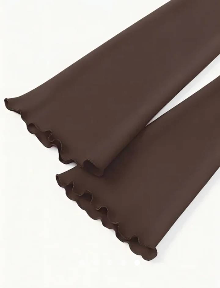 Asymmetric Hem Drawstring Top // Brown