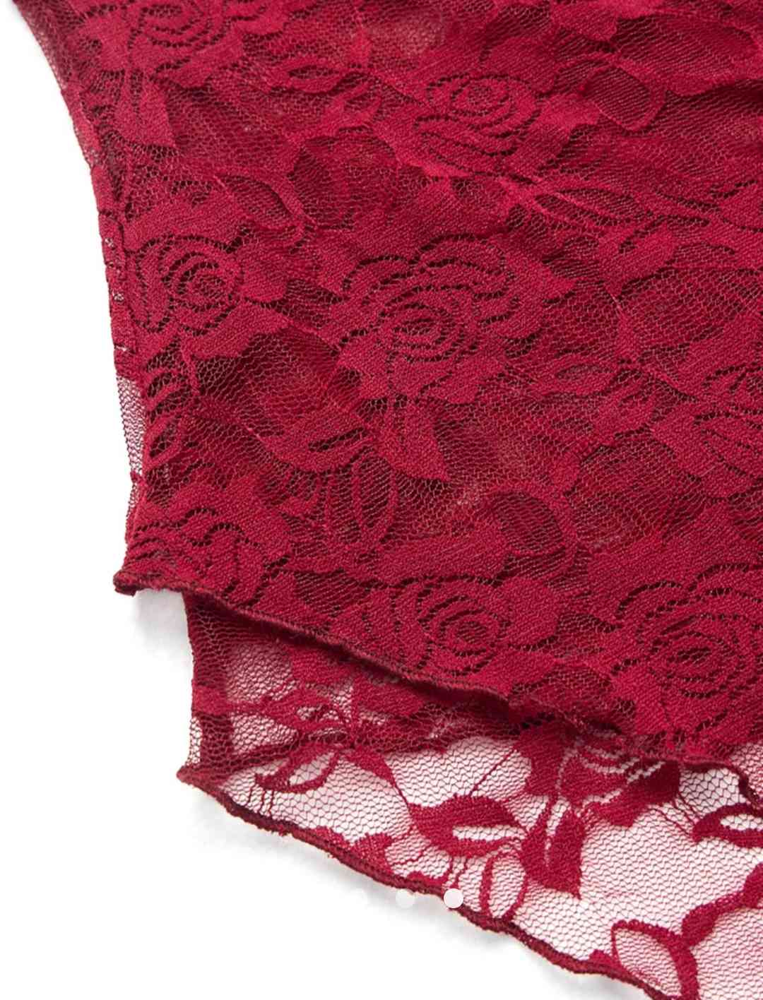 Lace Drawstring Tube Top // Burgundy