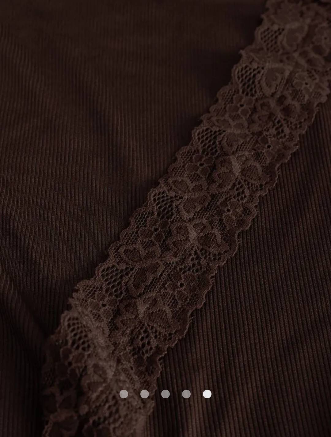 Lace -Trimmed Wrap Top // Brown
