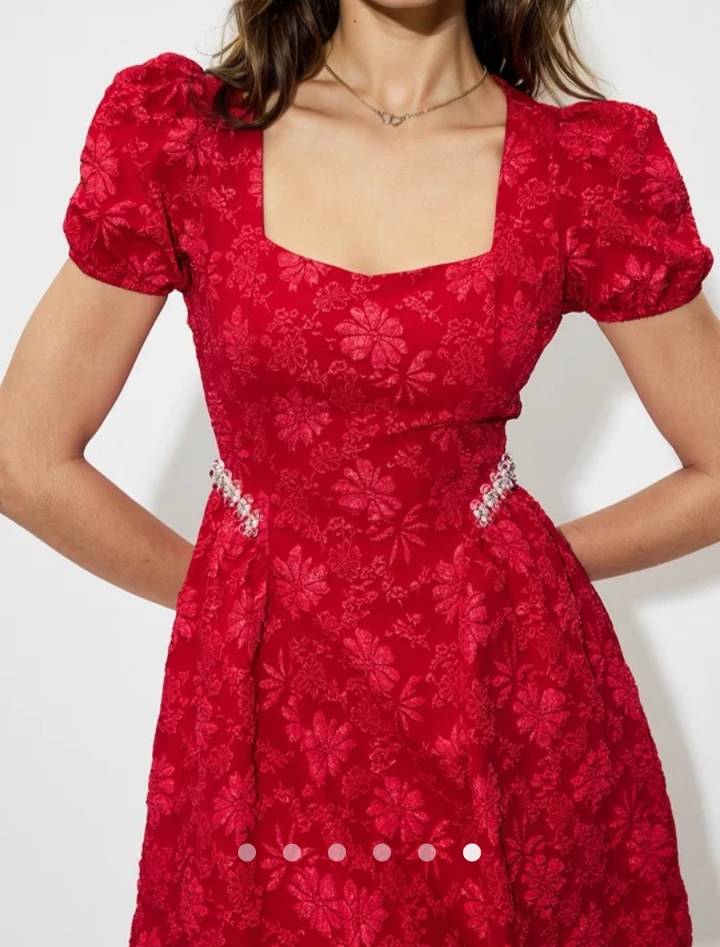 Beaded A-Line Dress // Red