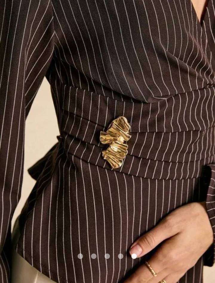 Asymmetric Metallic Decor Top // Brown