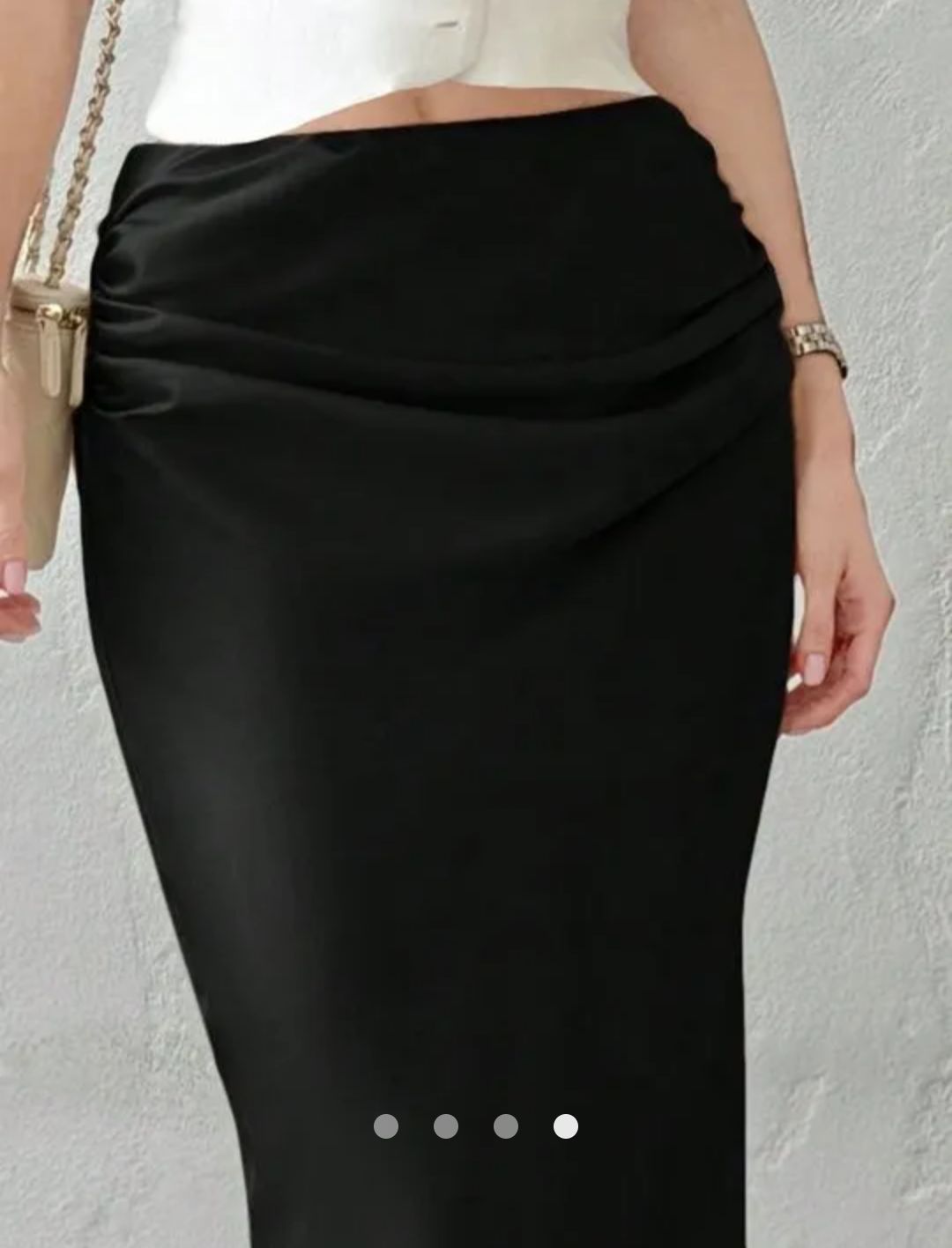 Ruched Detail Satin Maxi Skirt // Black