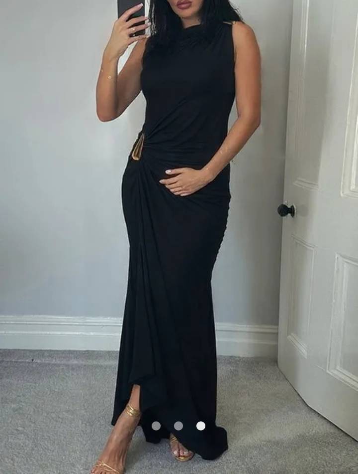 Draped Bodycon Dress 002 // Black