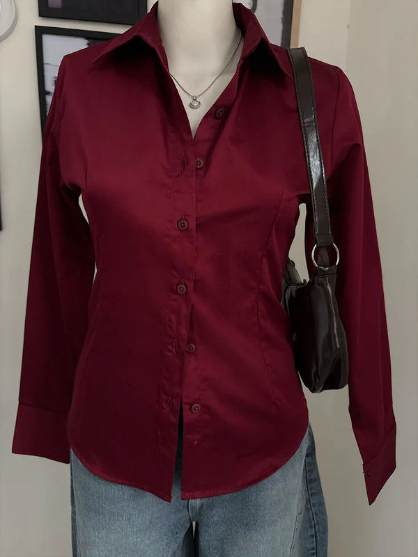Long Sleeve Shirt // Deep Cherry