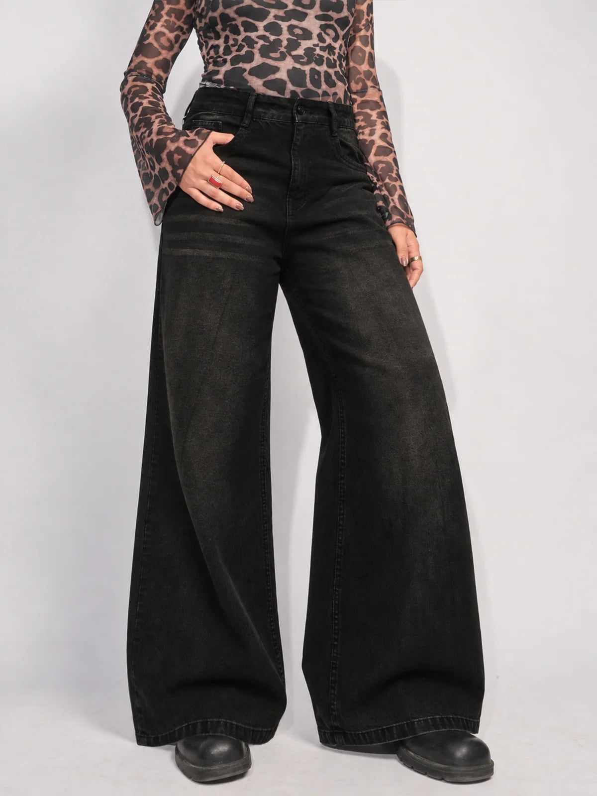 Starry Black // Tinted Wide Leg Jeans