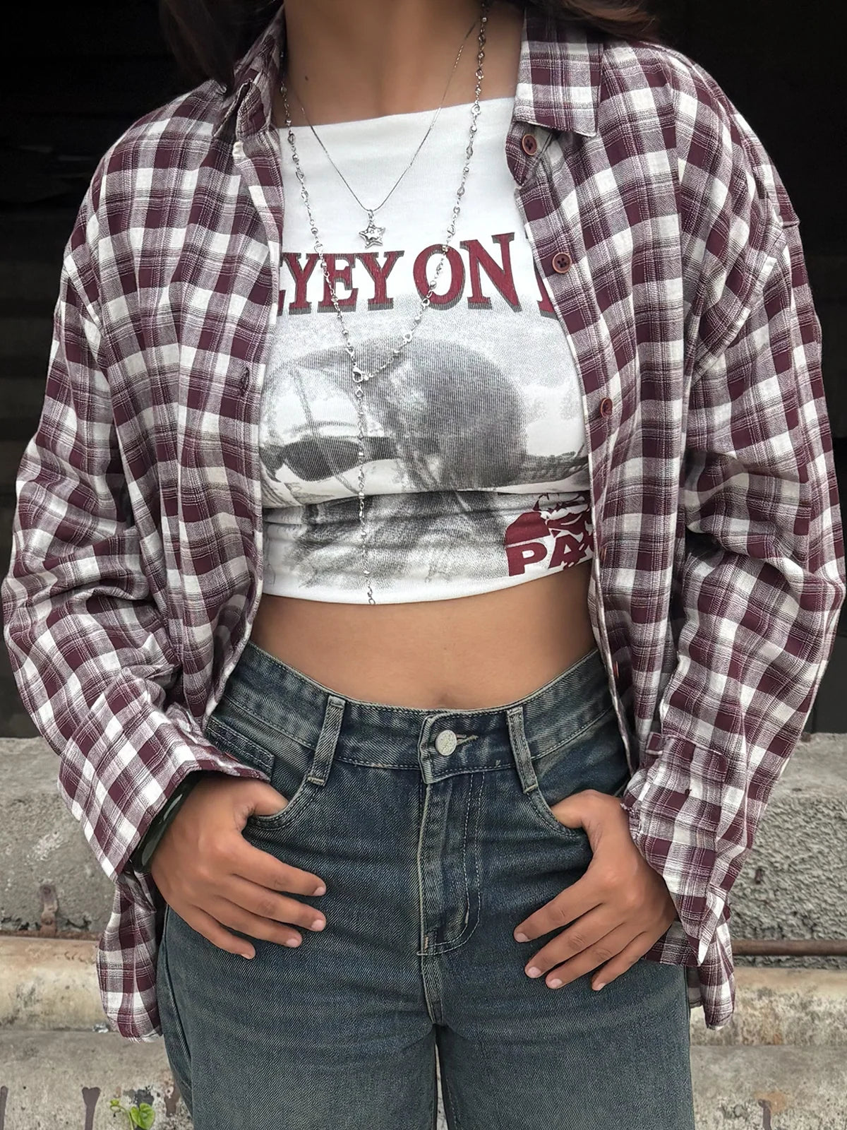 Rich Maroon // Plaid Oversized Shirt