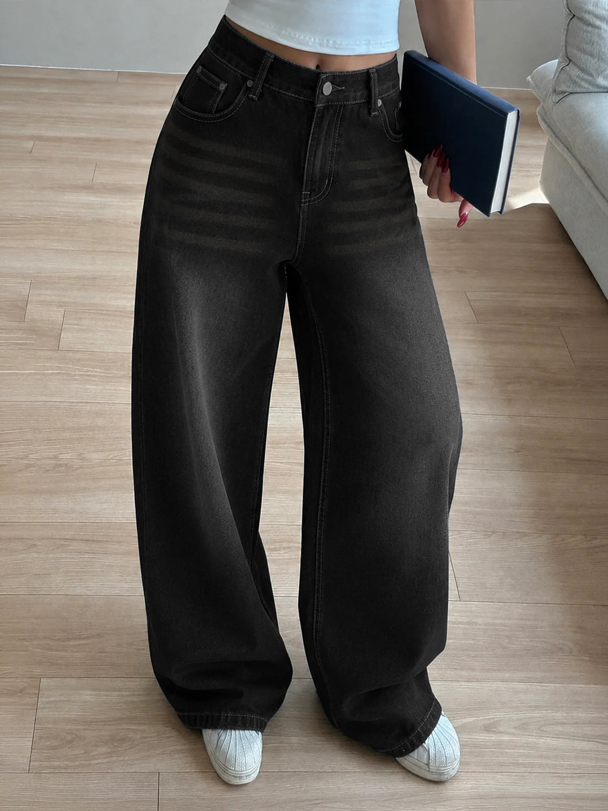 Night Black // Tinted Super Wide Leg Jeans