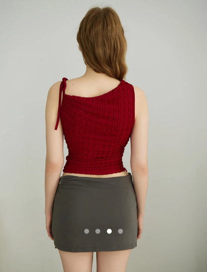 Textured Tie-up Top // Rich Red