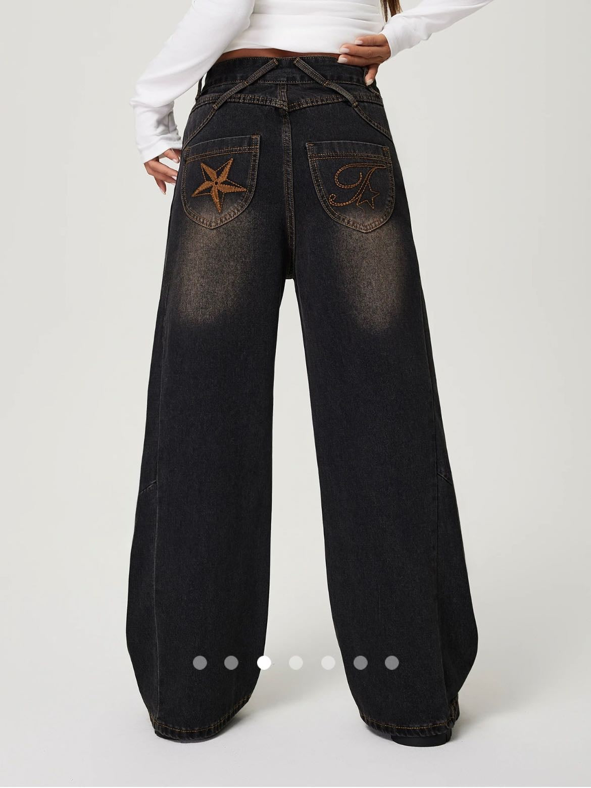 Vintage High Waist Wide Leg Jeans // Black