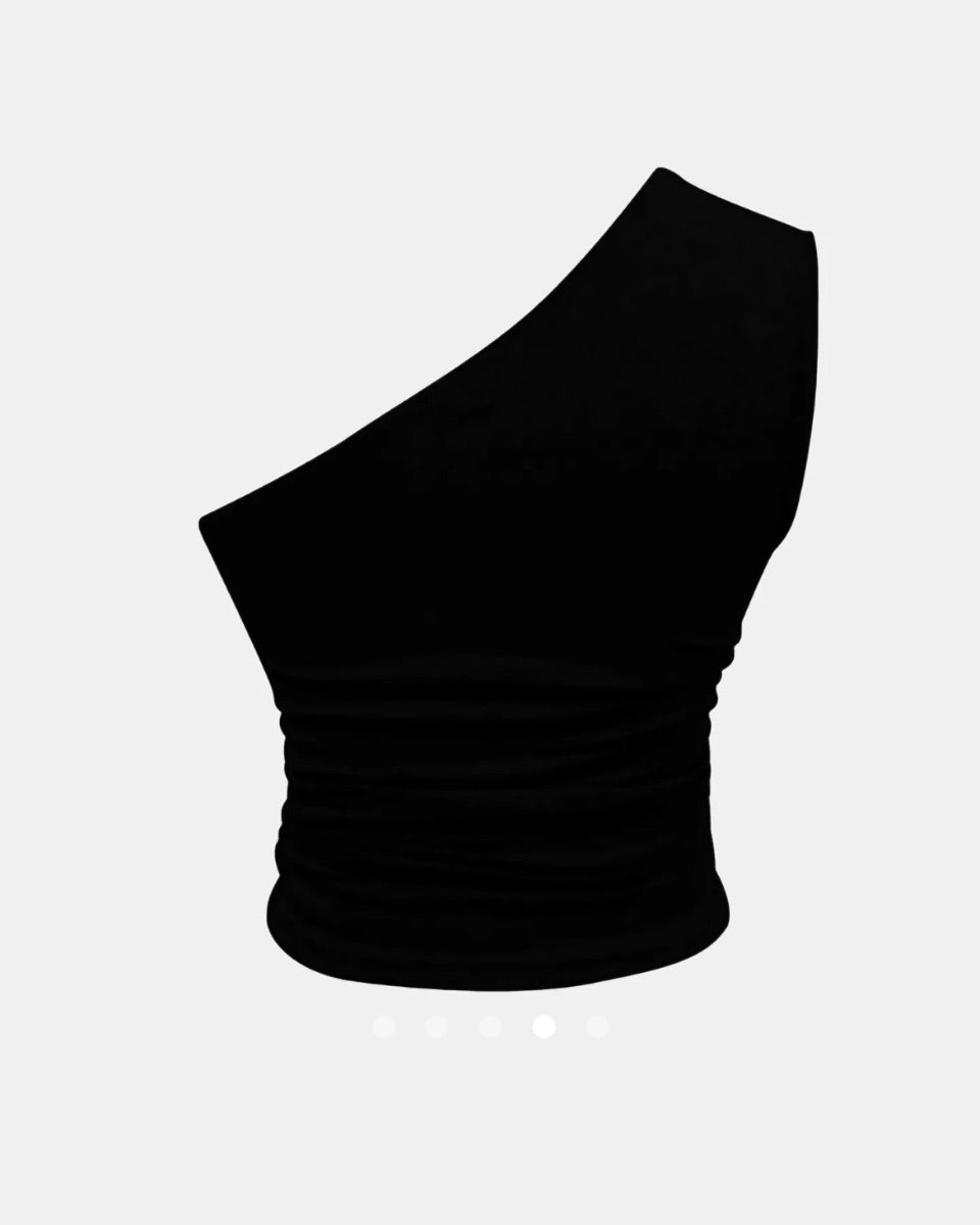 One Shoulder Tank Top // Black