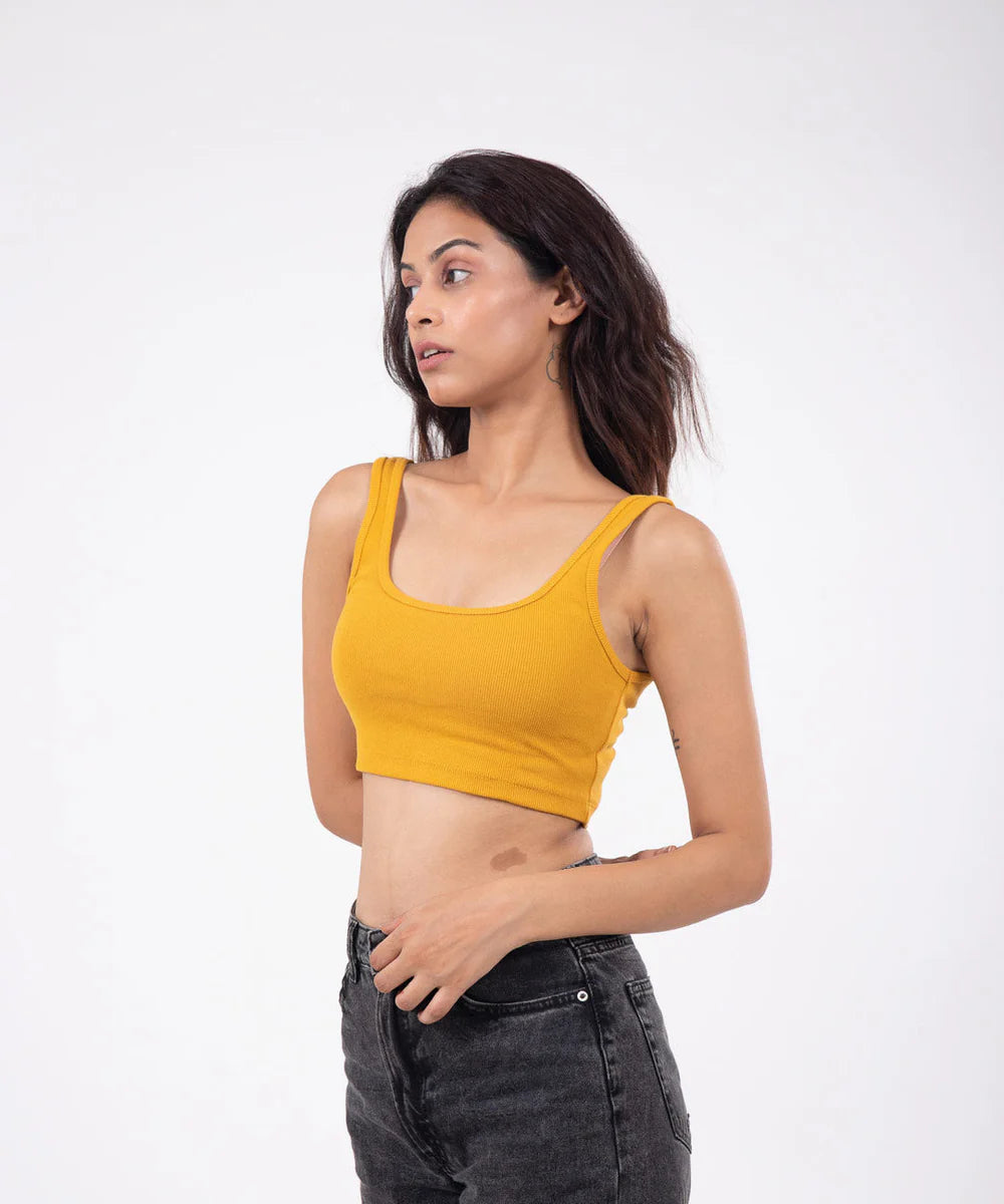 TheBTclub // Ribbed Crop Top - Mustard