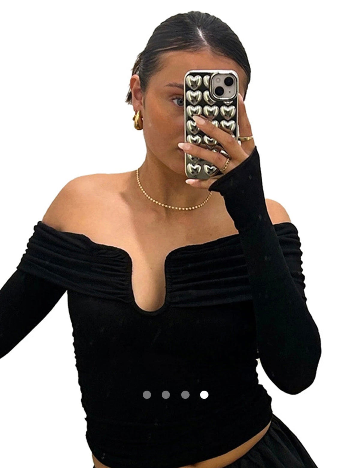 Gathered Off-Shoulder Top // Black