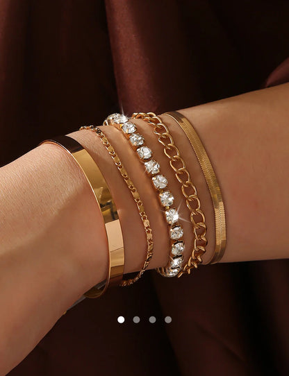 Rhinestone Bracelet Set 004 // Gold