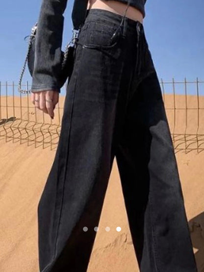 High Waist Straight Leg Jeans // Black