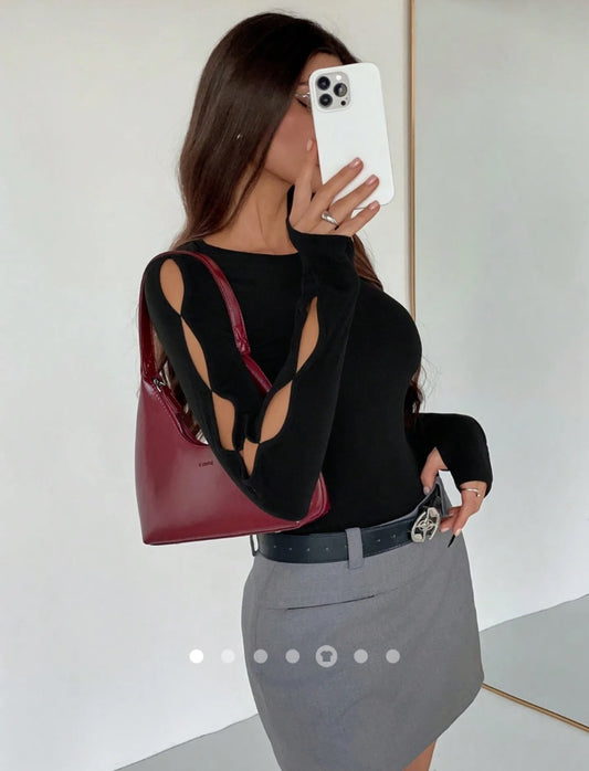 Cutout Pullover T-Shirt (Thick Material) // Black