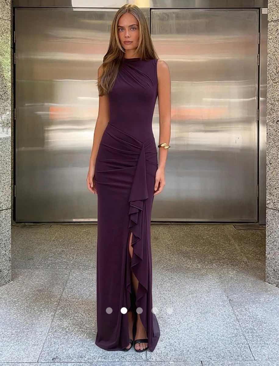 Draped Cocktail Dress // Dark Purple