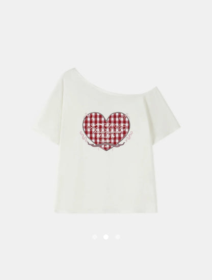 Heart Printed Pullover T-shirt // White