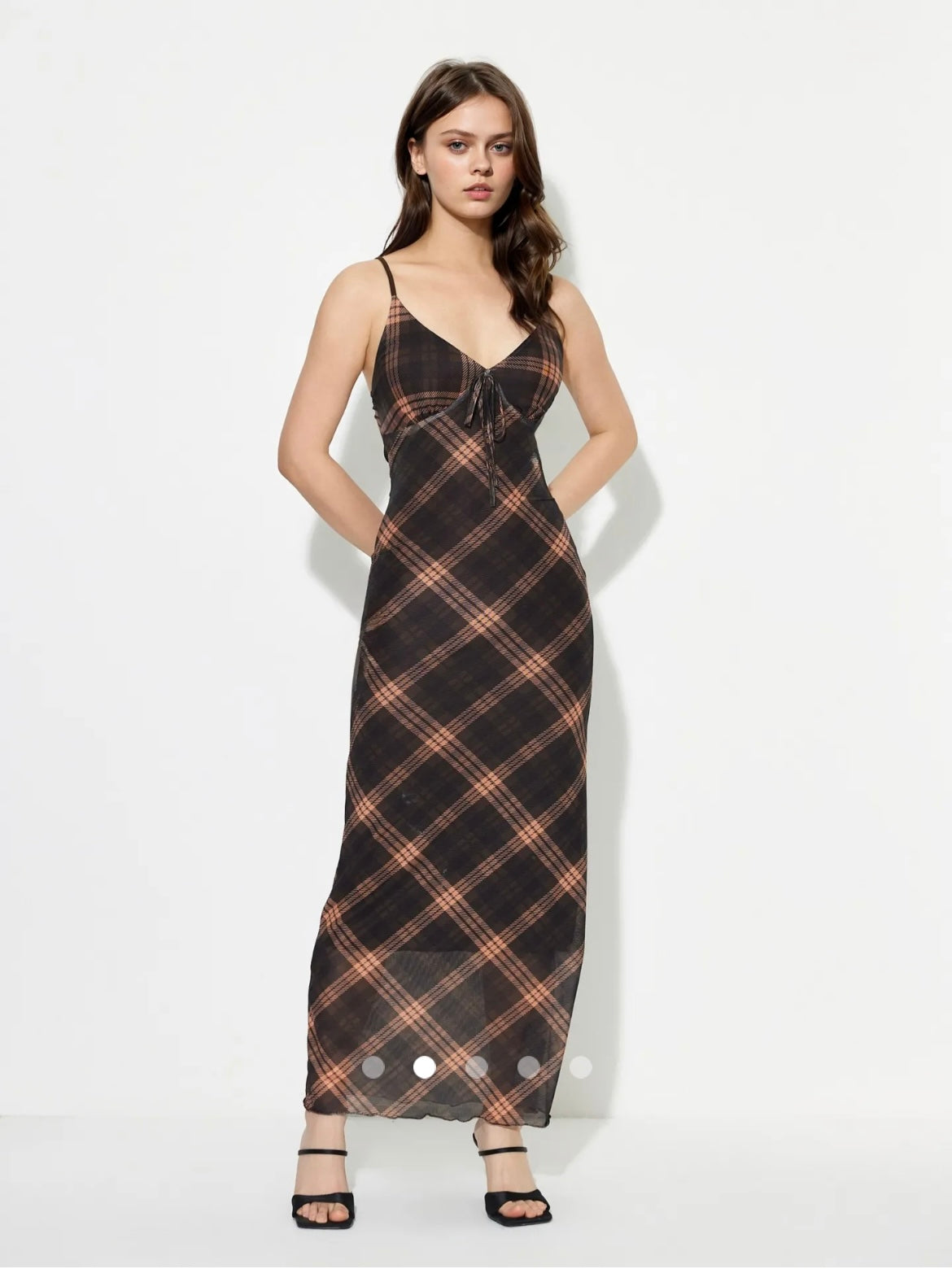 Checkered Maxi Dress // Brown