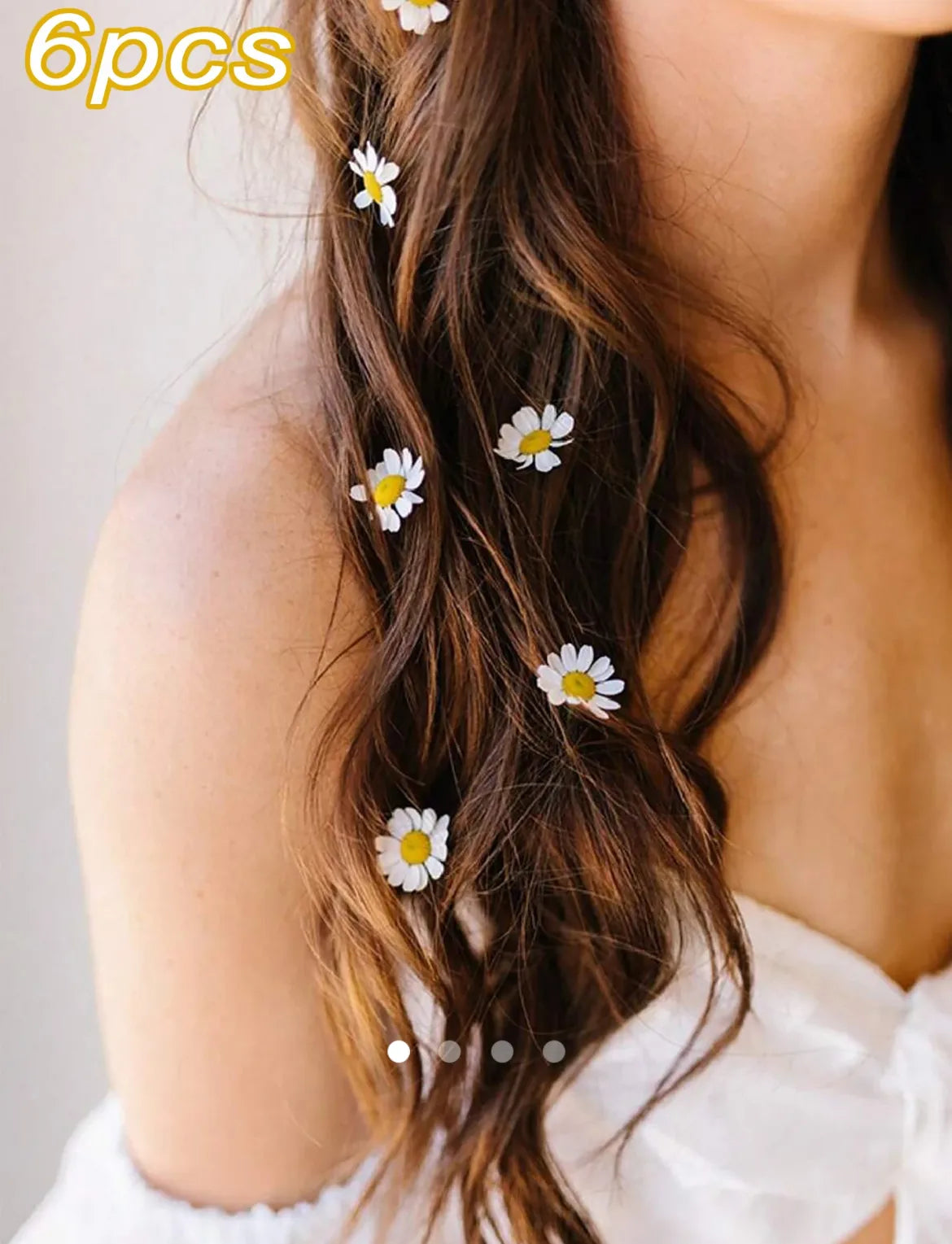 Flower Hairpin (6pc) // White