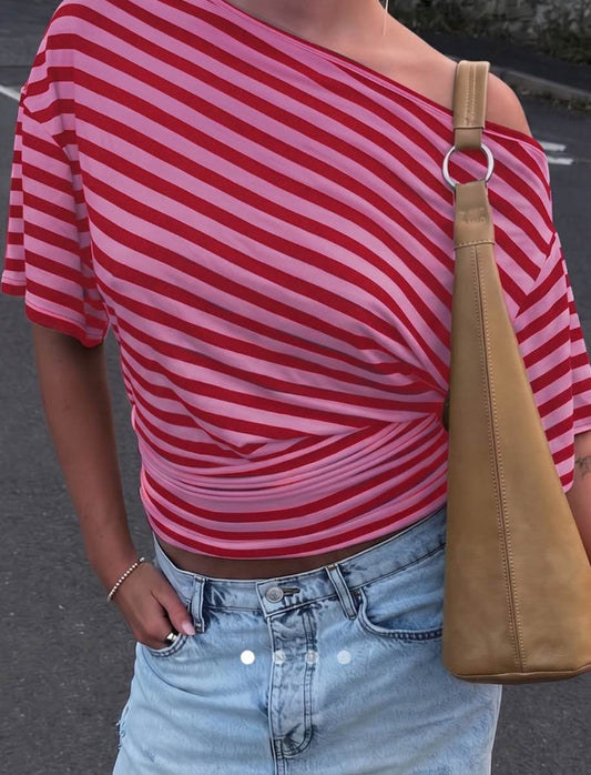 Gathered Pullover T-Shirt // Pink