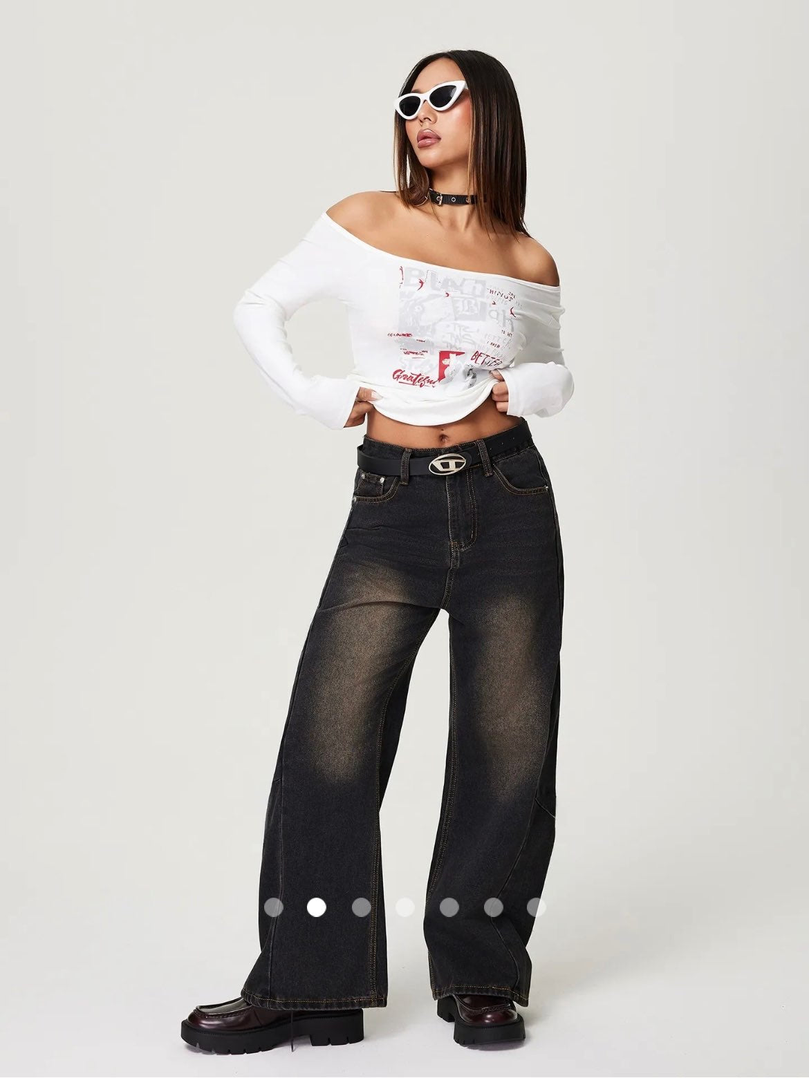 Vintage High Waist Wide Leg Jeans // Black