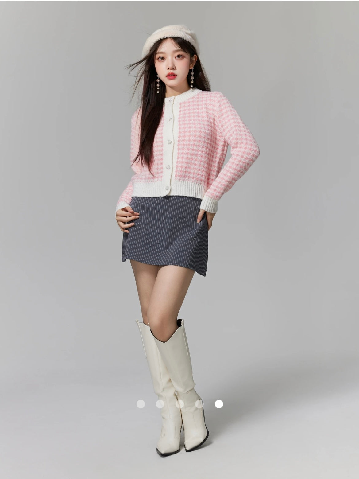 Color Block Knit Cardigan // Pink