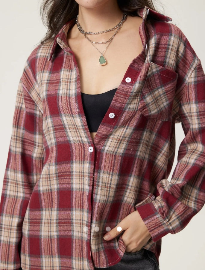 Color Block Shirt // Red