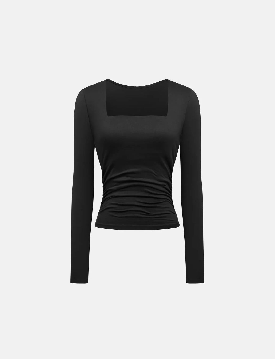 Gathered Square Neck Top // Black