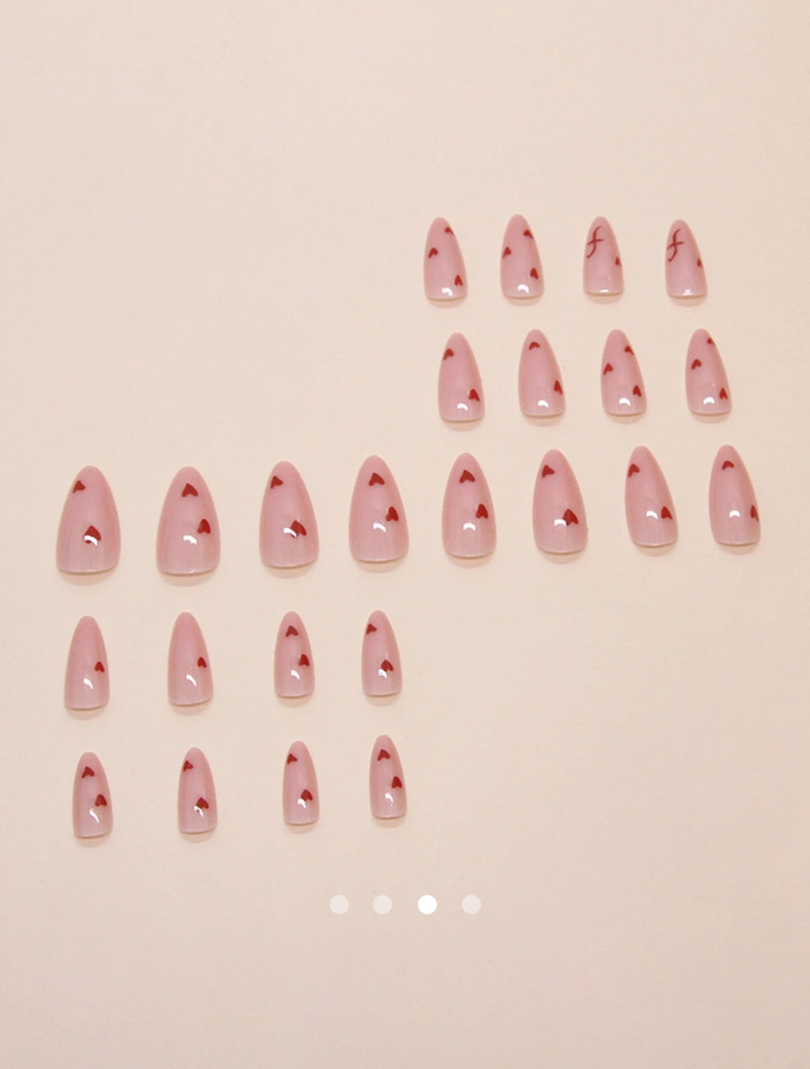 Heart Artificial Nails // Apricot-Red