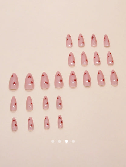 Heart Artificial Nails // Apricot-Red