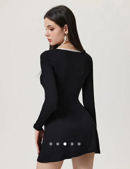 Ruffle A-Line Dress // Black