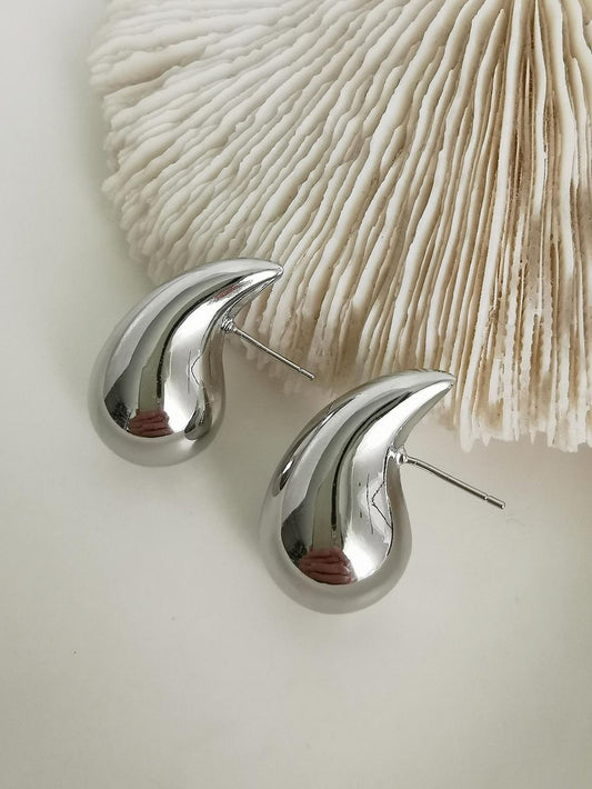 Chunky Teardrop Earings (Big) // Silver