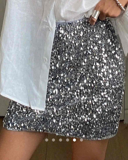 Sequin Skirt // Silver