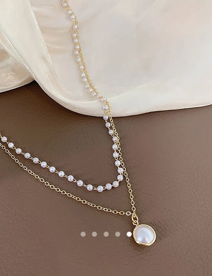Pearl Multi Layer Necklace 028 // Gold