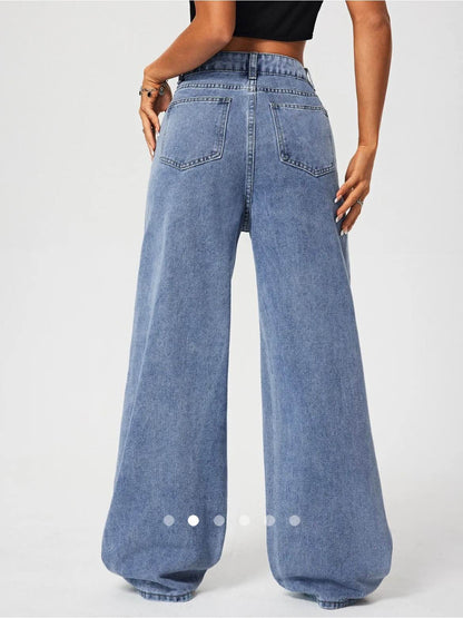 High Waist Straight Leg Jeans // Light Blue