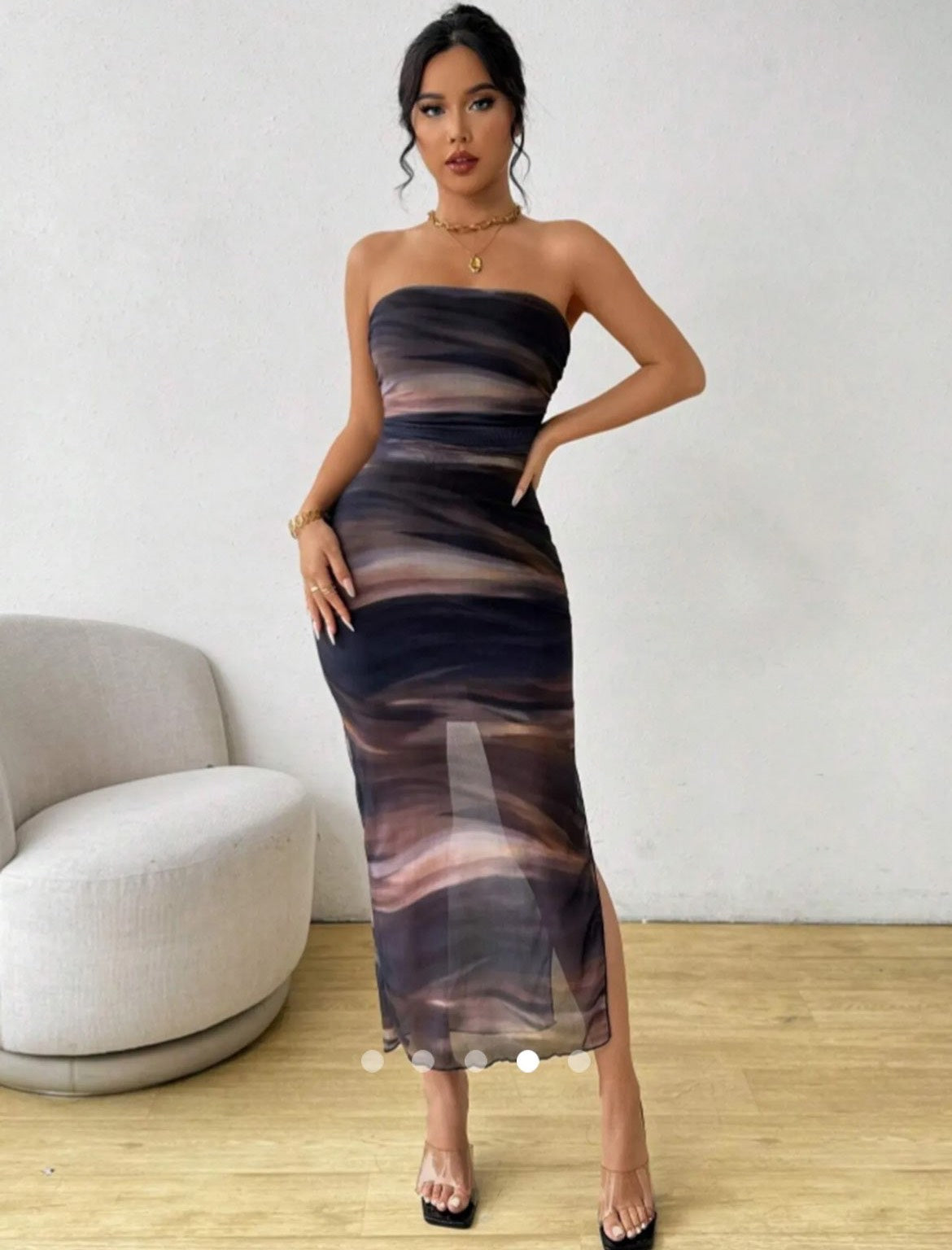 Abstract Print Tube Dress // Navy Blue