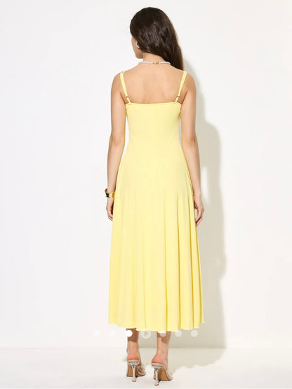 Draped A-Line Dress // Butter Yellow