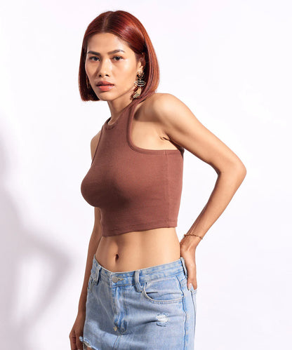 TheBTclub // Ribbed Racerback Top - Brown