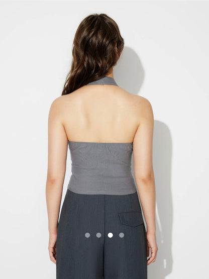 Buckle Halter Neck Top // Grey