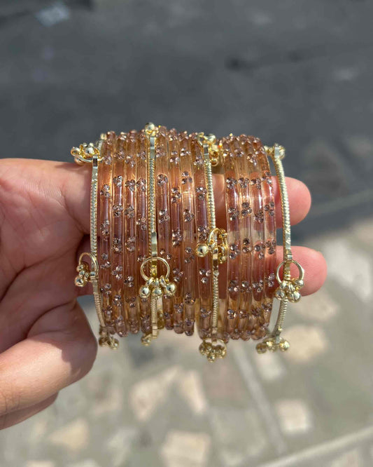 12 Bangles + 4 Ghungroo Set // Faded Orange