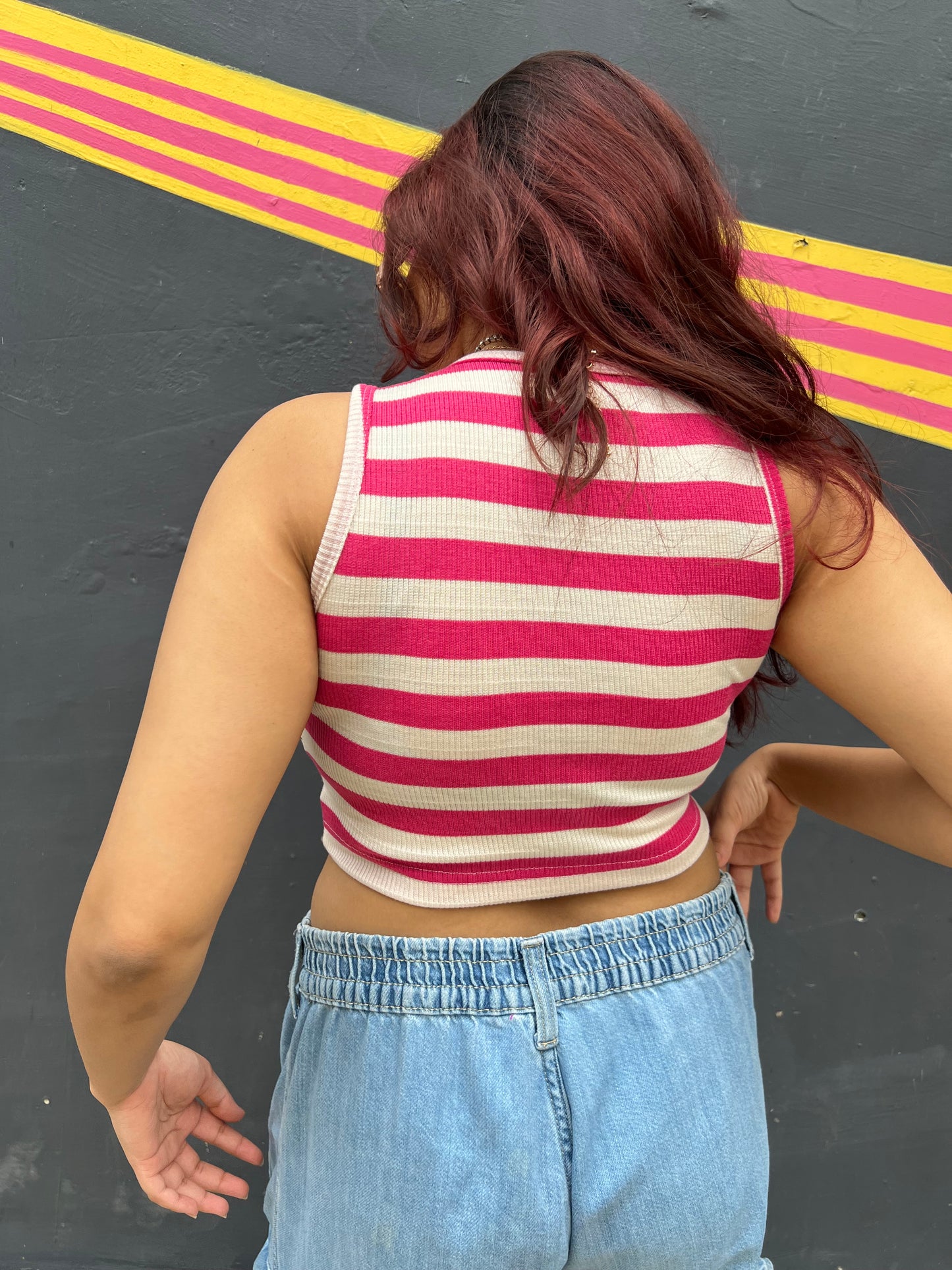 Striped Crop Top // Pink